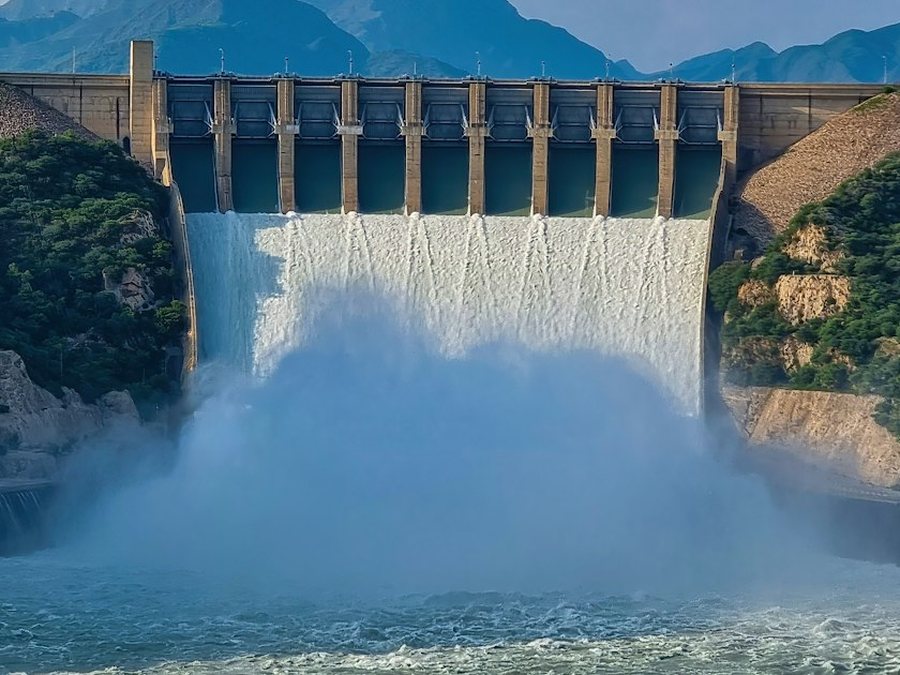 Water released through a reservoir dam. Almost everything that grows or gets built on the Front Range runs on water moved by ditch.